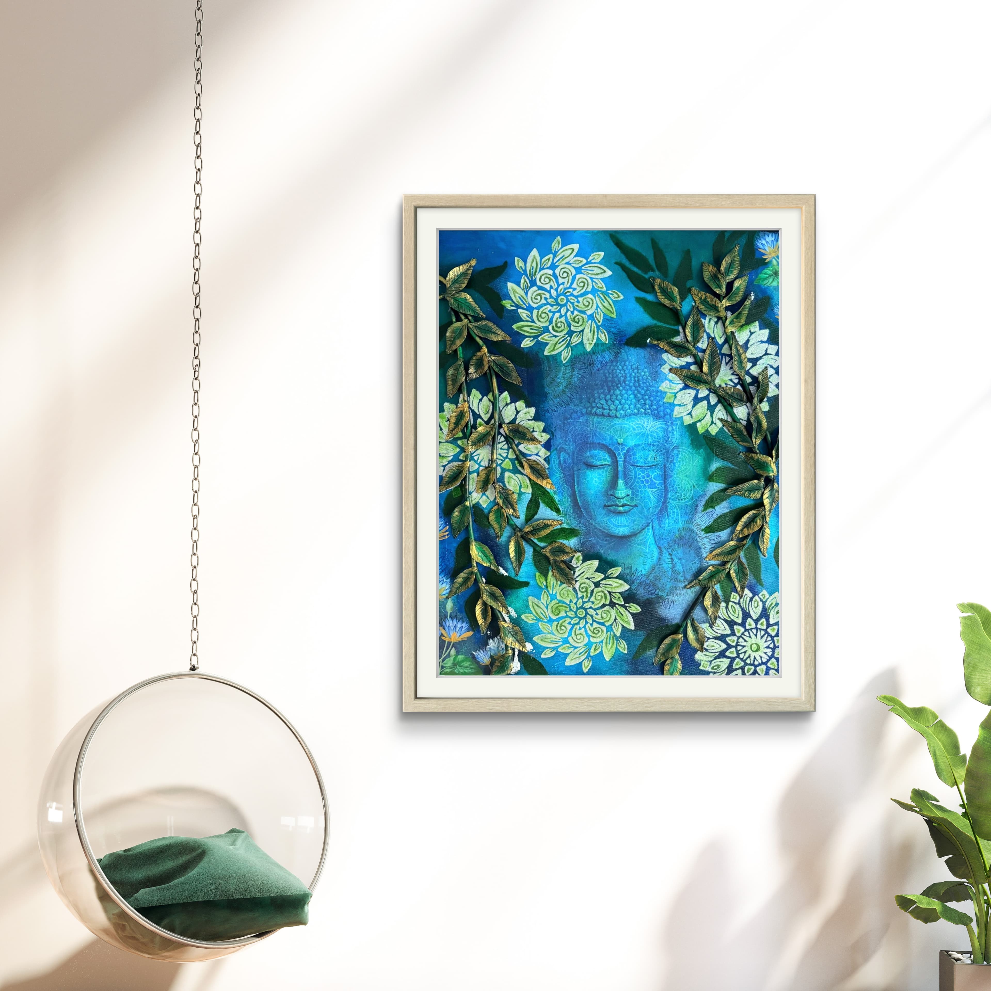 Buddha — decoupage, air-dry clay & acrylics