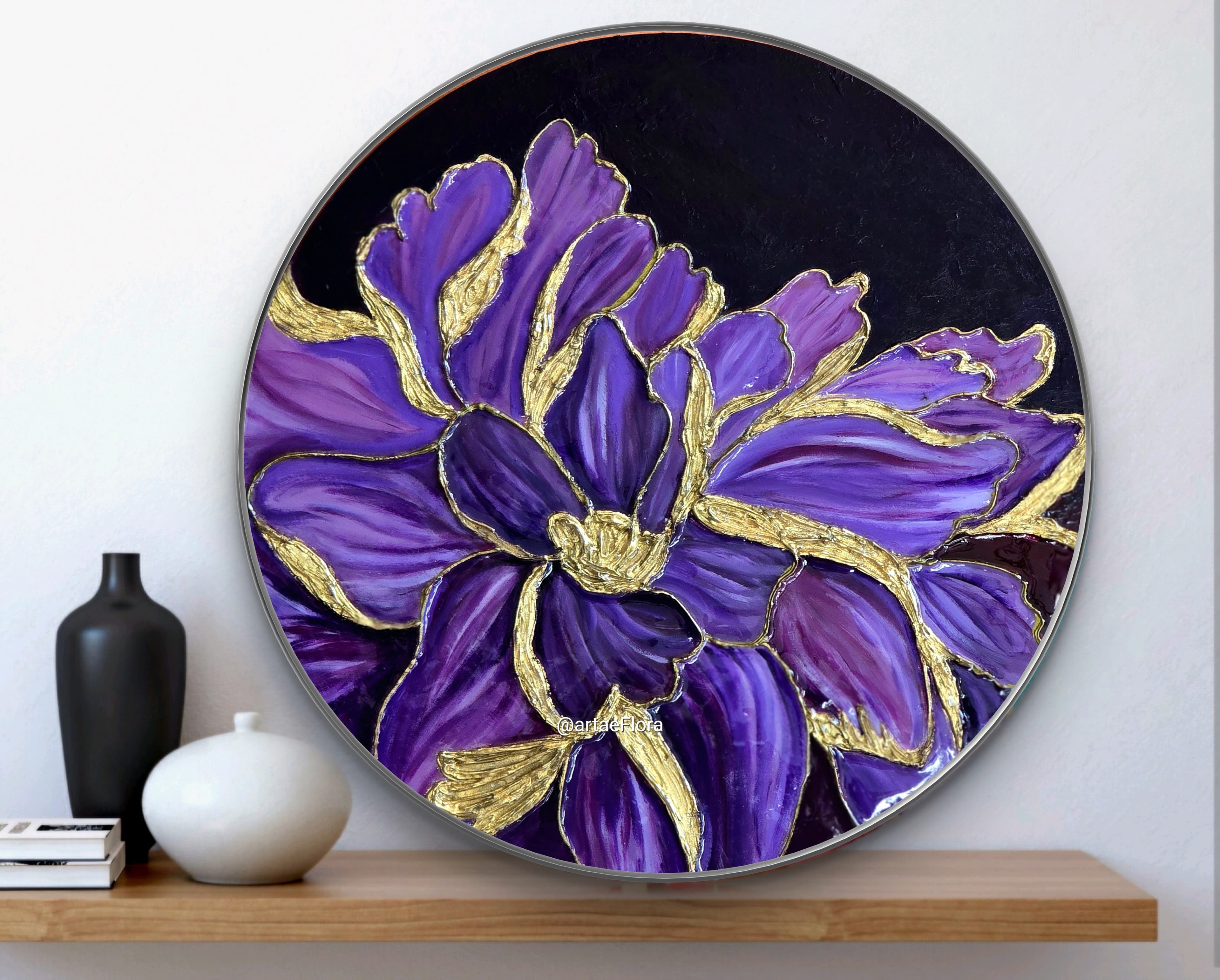 Textured flowers — gold foil, acrylic, resin & piping