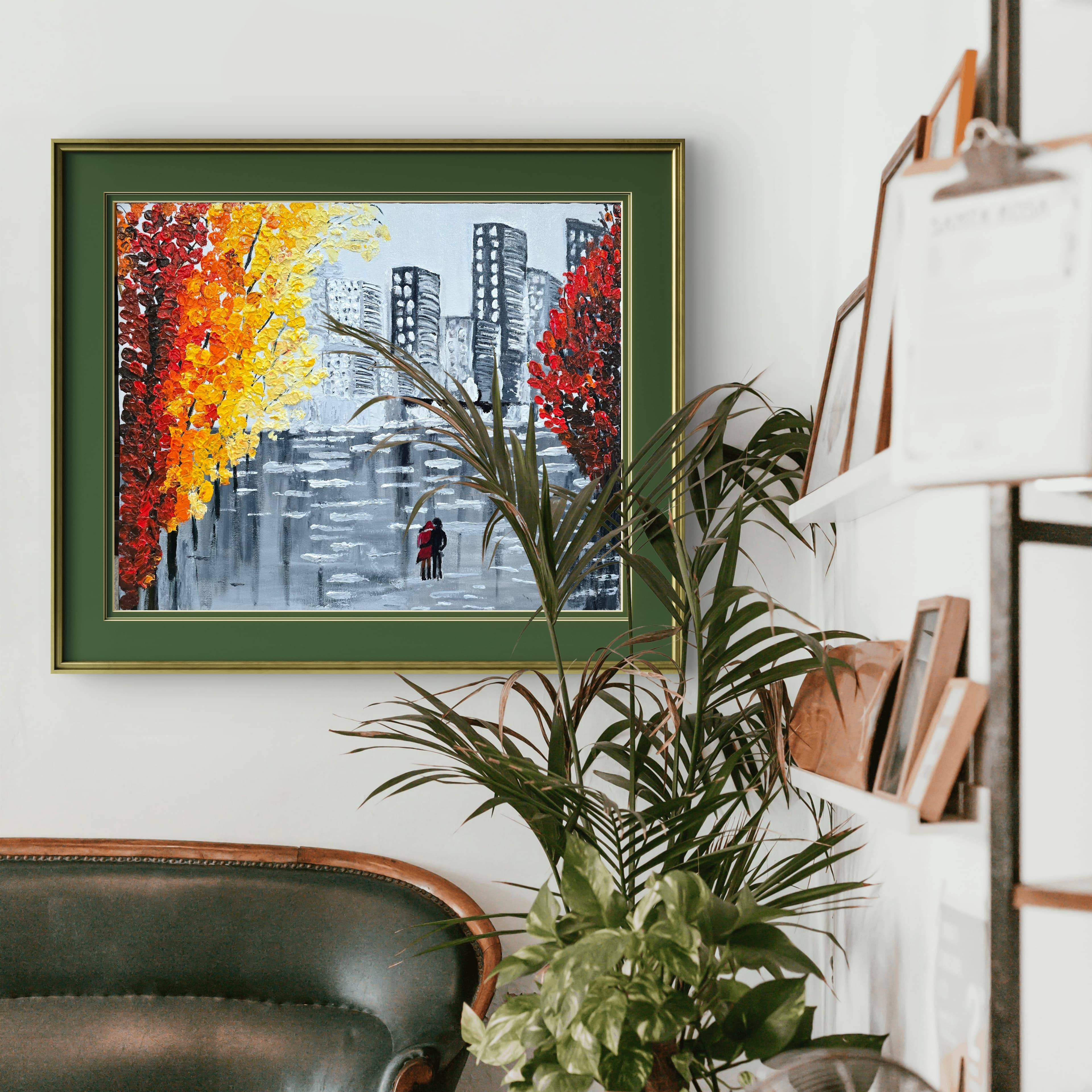 Acrylic knife painting — building