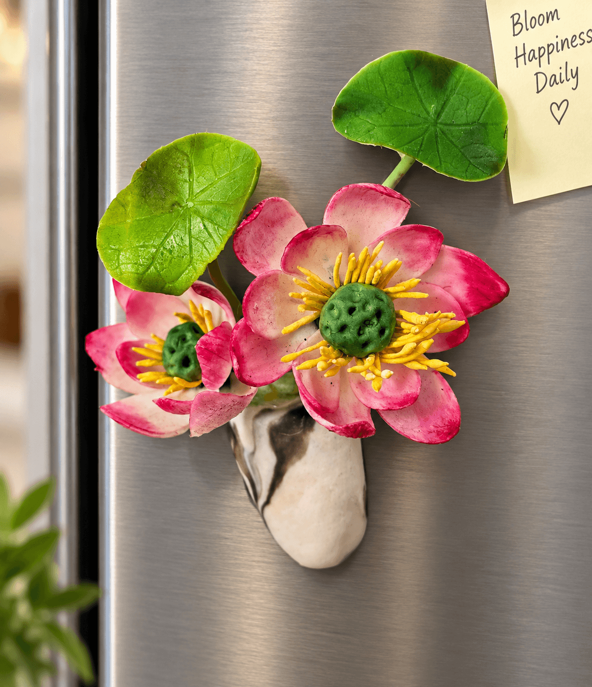 Realistic Flower Fridge Magnet - Lotus Pink